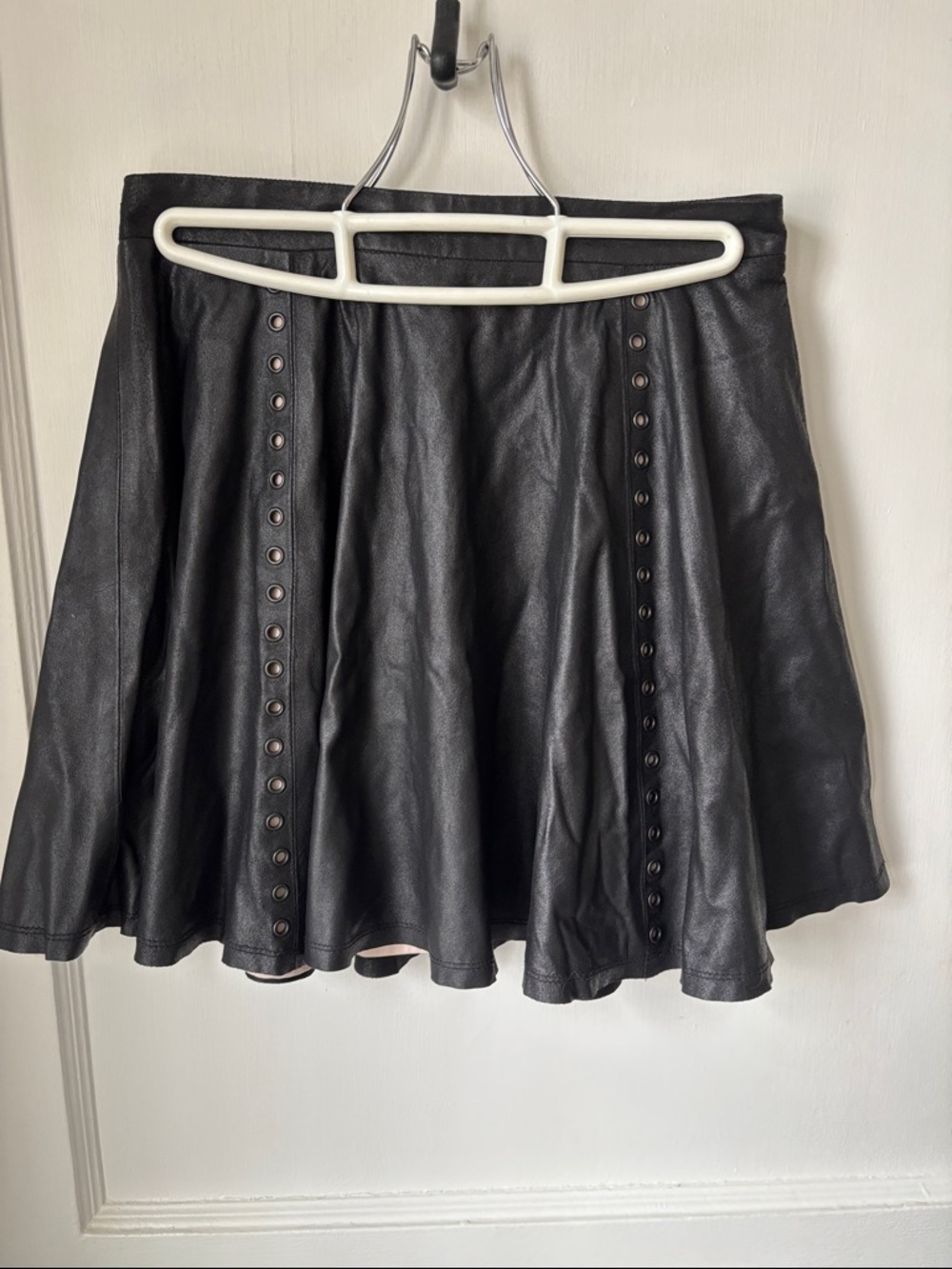 Alice + Olivia Black Goat Leather Skirt